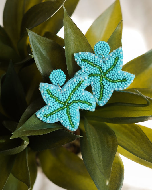💙🐚 Blue Green Beaded Starfish Earrings